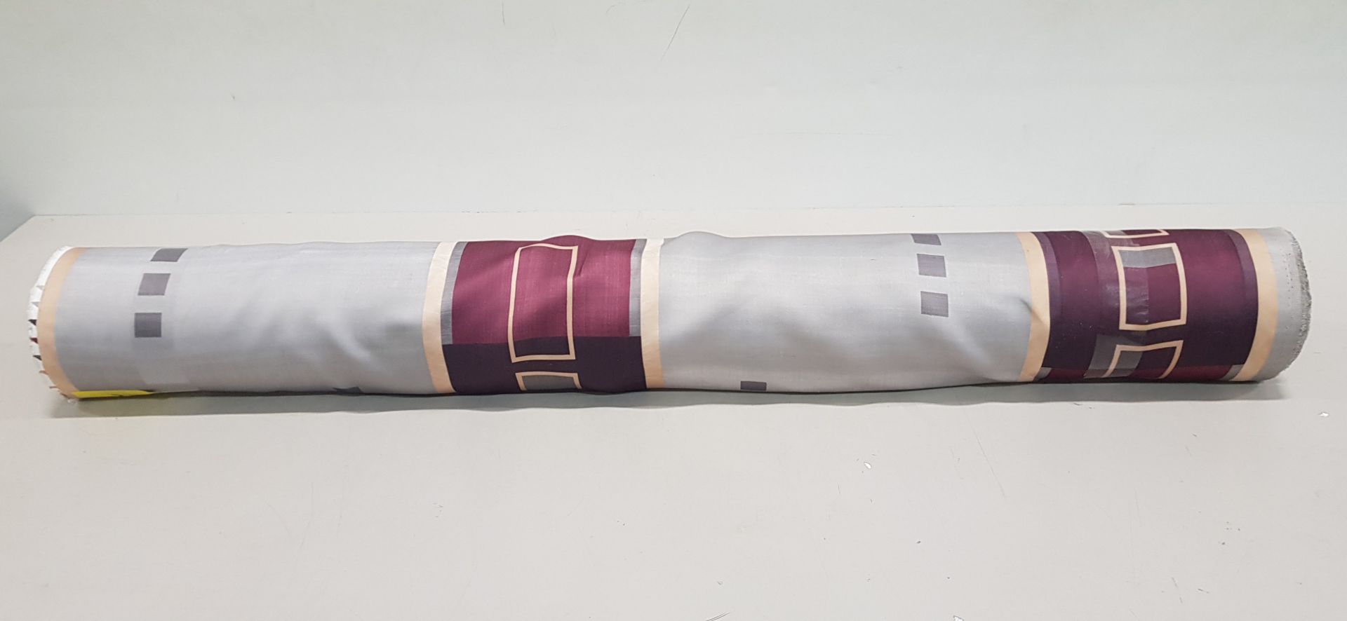 1 X ROLL OF FABRIC IN GREY AND RED SQUARE BOXE'S DESIGN - THE LENGTH 40M - £12.99 / M - TOTAL £519.