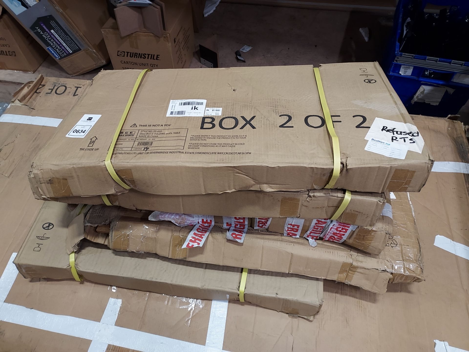 2 X BCE 6FT FOLDING POOL TABLE IN 4 BOXES (NOTE CUSTOMER RETURNS) - Image 2 of 2