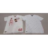 25 X PIECE MIXED LOT CONTAINING 14 TOKYO LAUNDRY MEN'S V NECK T SHIRT IN IVORY SIZES 7 SMALL , 7