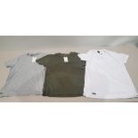 12 X BRAND NEW MIXED THREADBARE T SHIRTS IN GREY , KHAKI AND WHITE IN MIXED SIZES - RRP EACH £18.
