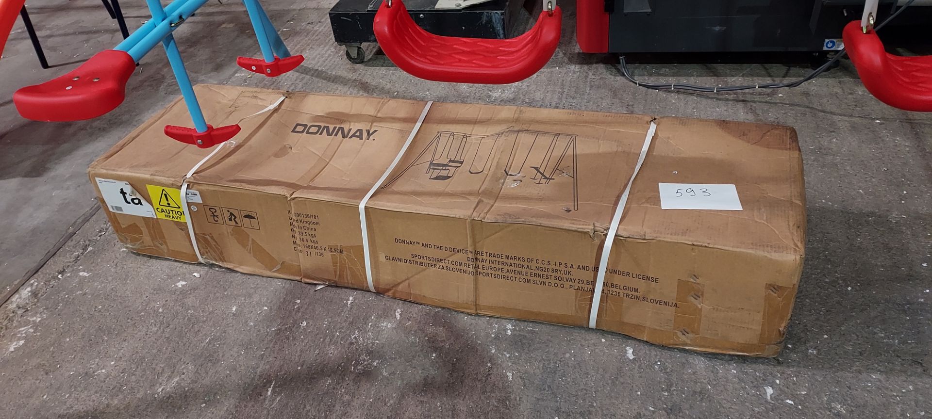 1 X BRAND NEW BOXED DONNAY ULTIMATE SWING SET - DOUBLE SWING - SEE-SAW AND CRADLE SWING - IN BLUE - Image 2 of 2
