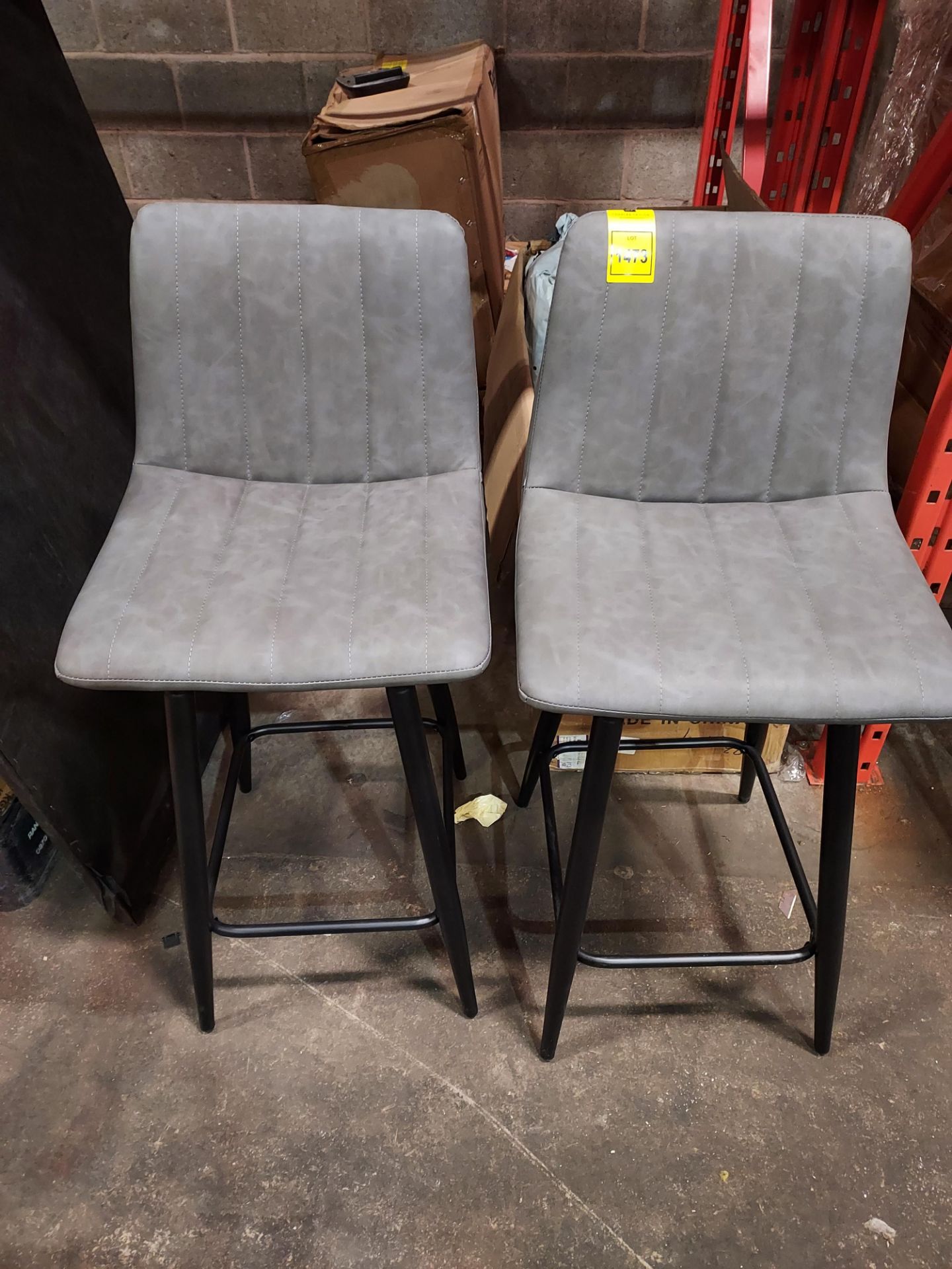 2 X BRAND NEW ENJOY THE GOOD LIFE LOW BAR STOOLS IN VELVET LOOK GREY - PRE MADE
