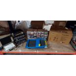 6 PIECE MIXED LOT CONTAINING SILVERLINE PLATFORM TROLLEY /240 V CONNECTION TESTER / TOOL BOX FULL OF