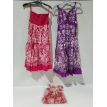 24 X BRAND NEW SUMMER PISTACHIO DRESSES/ SKIRTS IN RED , PURPLE AND PINK SIZES INCLUDE MIXED SMALL