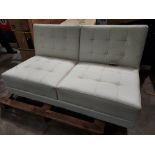 2 X 2 SEATER RECLINER IN CRÈME - MISSING LEGS AND ARM RESTS- IDEAL FOR ANY DIY PROJECT/