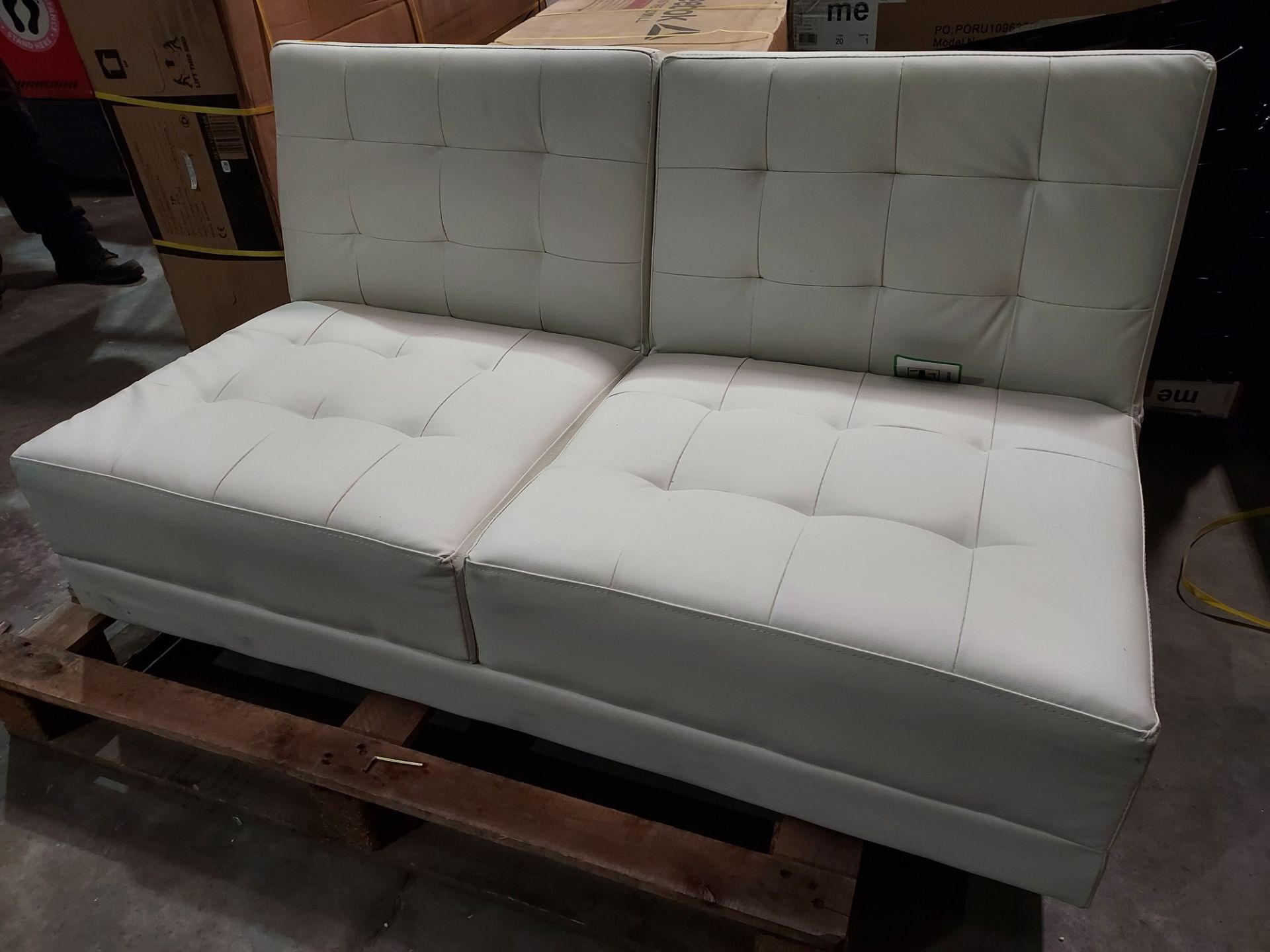2 X 2 SEATER RECLINER IN CRÈME - MISSING LEGS AND ARM RESTS- IDEAL FOR ANY DIY PROJECT/