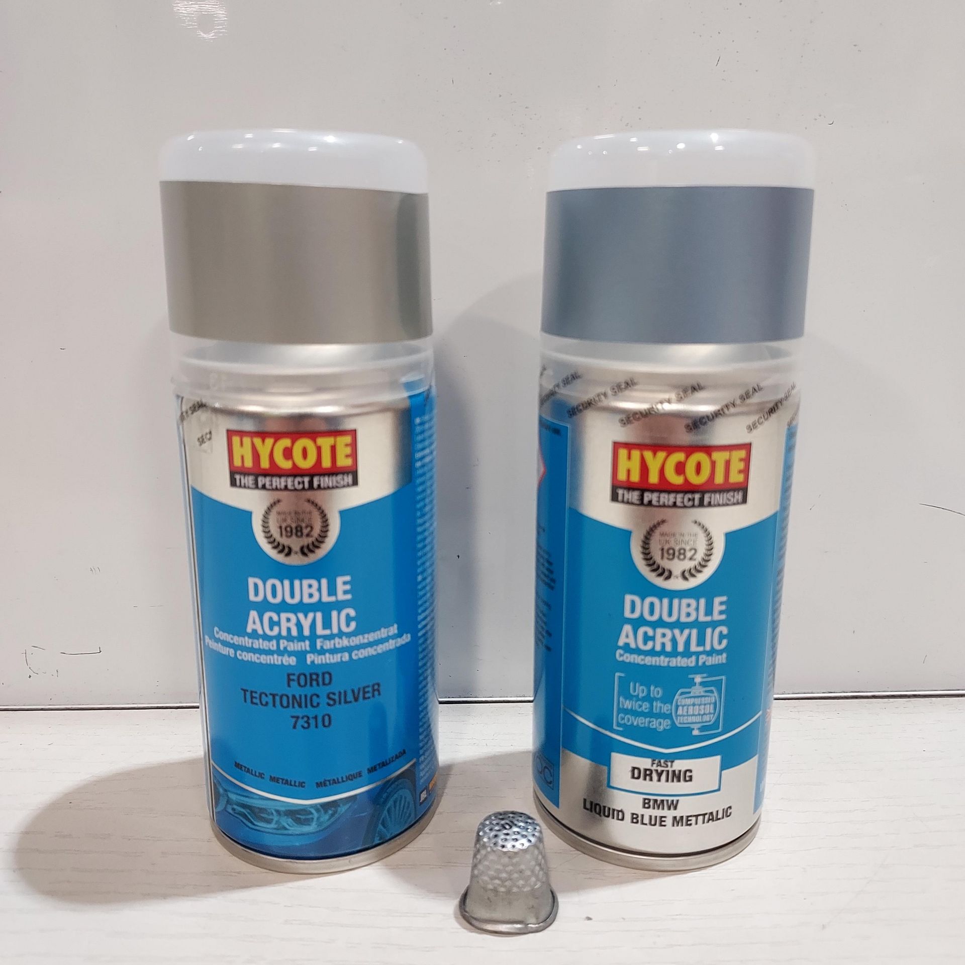 120 X BRAND NEW HYCOTE DOUBLE ACRYLIC CONCENTRATED PAINT IN BMW LIQUID BLUE METALIC - FORD