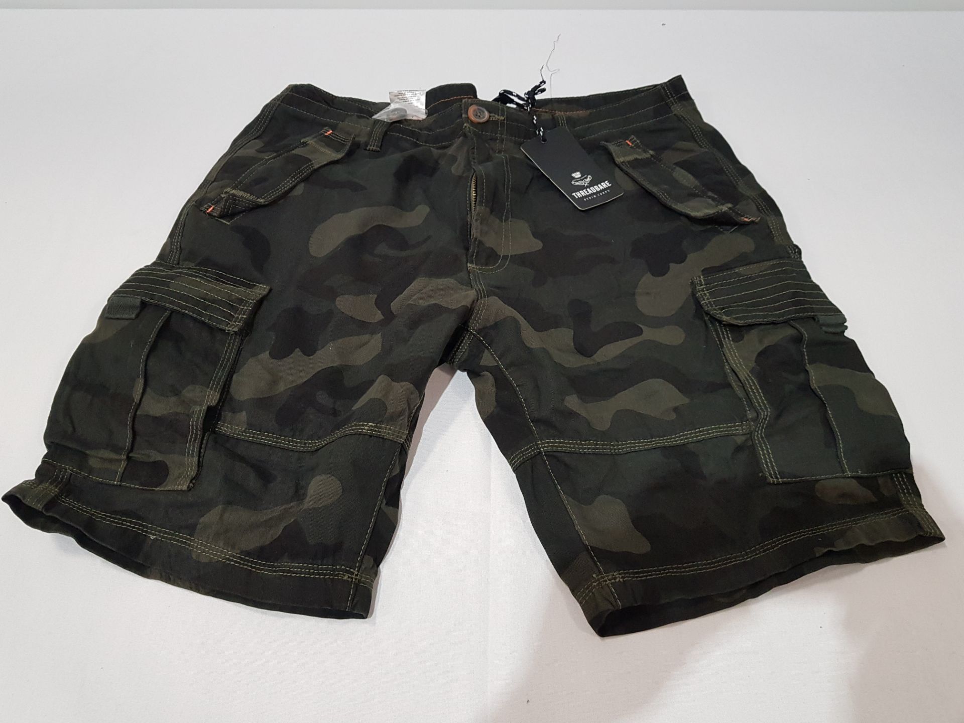 10 X BRAND NEW DENIM MENS THREADBARE LUXURY CHINO SHORTS IN CAMO SIZE 34 (RRP £34.99 EACH- TOTAL RRP