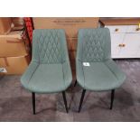 6 X BRAND NEW ENJOY THE GOOD LIFE DINING CHAIR IN LEATHER LOOK GREEN, WITH BLACK METAL LEGS IN THREE