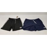 17 X BRAND NEW MENS DESIGNER HUMMEL CLASSIC SWIMMING TRUNKS IN NAVY BLUE AND IN BLACK IN MIXED SIZES