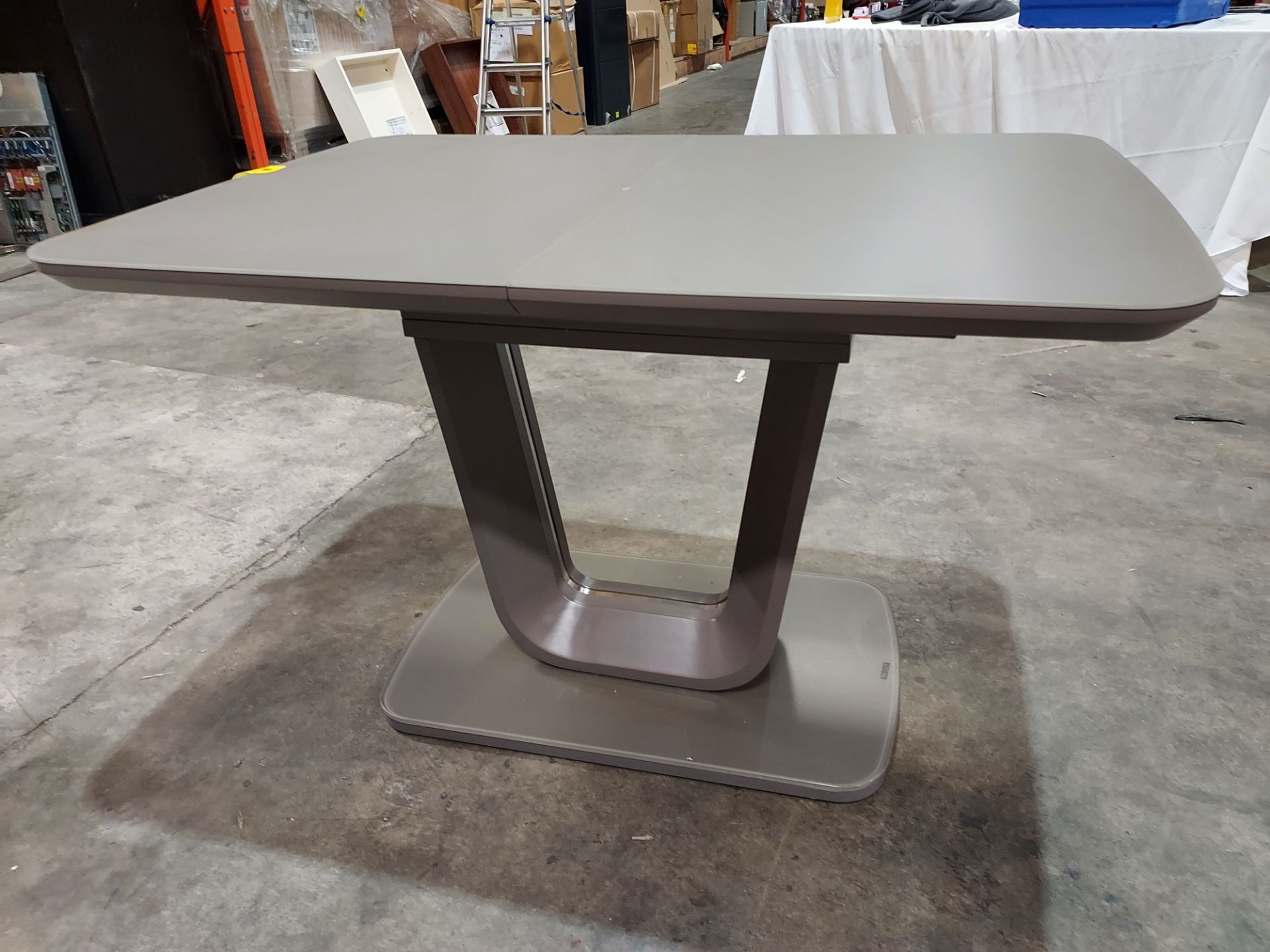 1 X EXTENDABLE LAZZARO DINING TABLE - 120/160 CM - IN GRAPHITE GREY - NOTE CUSTOMER RETURNS (SPOT IN