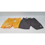 10 X BRAND NEW DESIGNER CROSSHATCH SWIMMING SHORTS, 5 IN LARGE COLOUR MAGNET, 3 LARGE IN SAFFRON AND