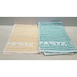 144 X BRAND NEW TEA / KITCHEN TOWELS - IN 2 COLOURS- ( 50 X 70 CM ) IN 2 BOXES 1 BOX YELLOW 1 BOX