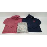 11 X BRAND NEW MIXED LOT CONTAINING 7 JACK AND JONES HOODIES IN GREY, NAVY AND ROSE RED IN MIXED