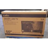 BRAND NEW 50 INCH CELLO SMART LED TV 4K ULTRA HD - MODEL NO. C5023RTS4K (A GRADE)