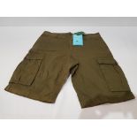 12 X BRAND NEW MENS REGATTA NEW SHOREBAY VINTAGE LOOK CARGO SHORTS IN DARK KHAKHI IN MIXED SIZES (