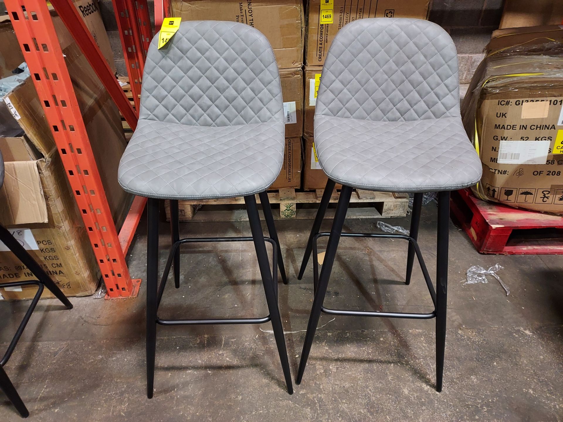 4 X BRAND NEW ENJOY THE GOOD LIFE BAR STOOLS IN LEATHER LOOK GREY IN TWO BOXES