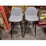 2 X BRAND NEW ENJOY THE GOOD LIFE BAR STOOLS IN LEATHER LOOK GREY - PRE MADE