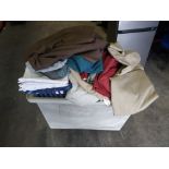 200 + VARIOUS OFFCUT CURTAIN FABRIC - VARIOUS EX DISPLAY CURTAINS IN ONE LARGE TUB - TUB INCLUDED