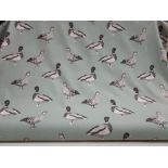 1 X EMBROIDED CURTAIN FABRIC - 20 M - EGGSHELL WITH DUCK DESIGN - RRP £14.99 PER METRE
