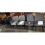 3 X SET OF 2 BRAND NEW DINING CHAIRS IN VARIOUS STYLES IN GREY VELVET- GREY LEATHER LOOK / NAVY BLUE