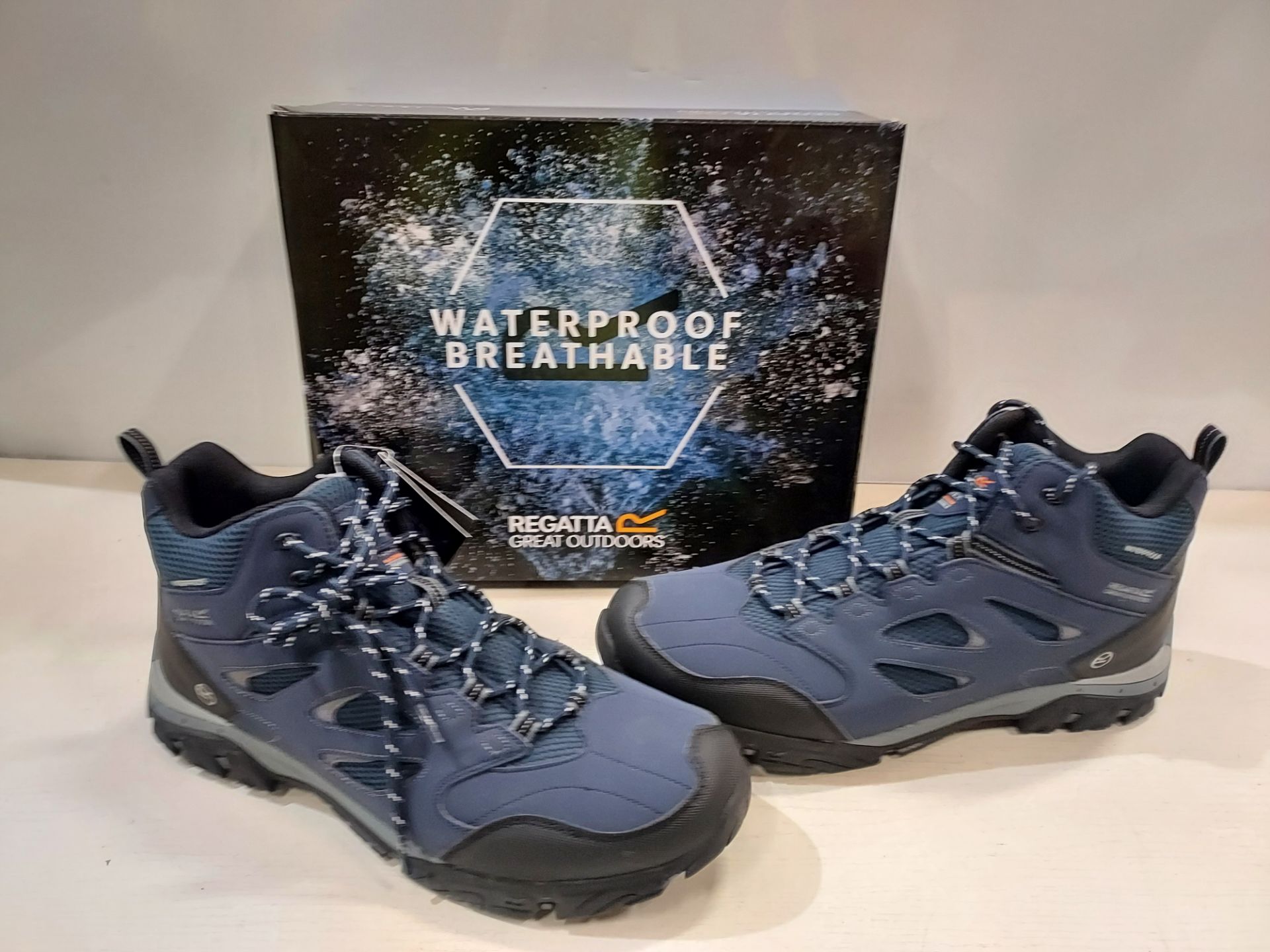 6 X BRAND NEW NAVY GRANITE REGATTA MENS HOLCOMBE IEP MID HIKING BOOTS IN SIZES 2 IN UK 8, 2 IN UK