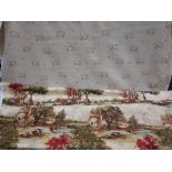 2 X EMBROIDED CURTAIN FABRIC - 10 M PER ROLL - DESIGNS ARE ONE NATURE SCENE AND ONE OLD SPOT PIG