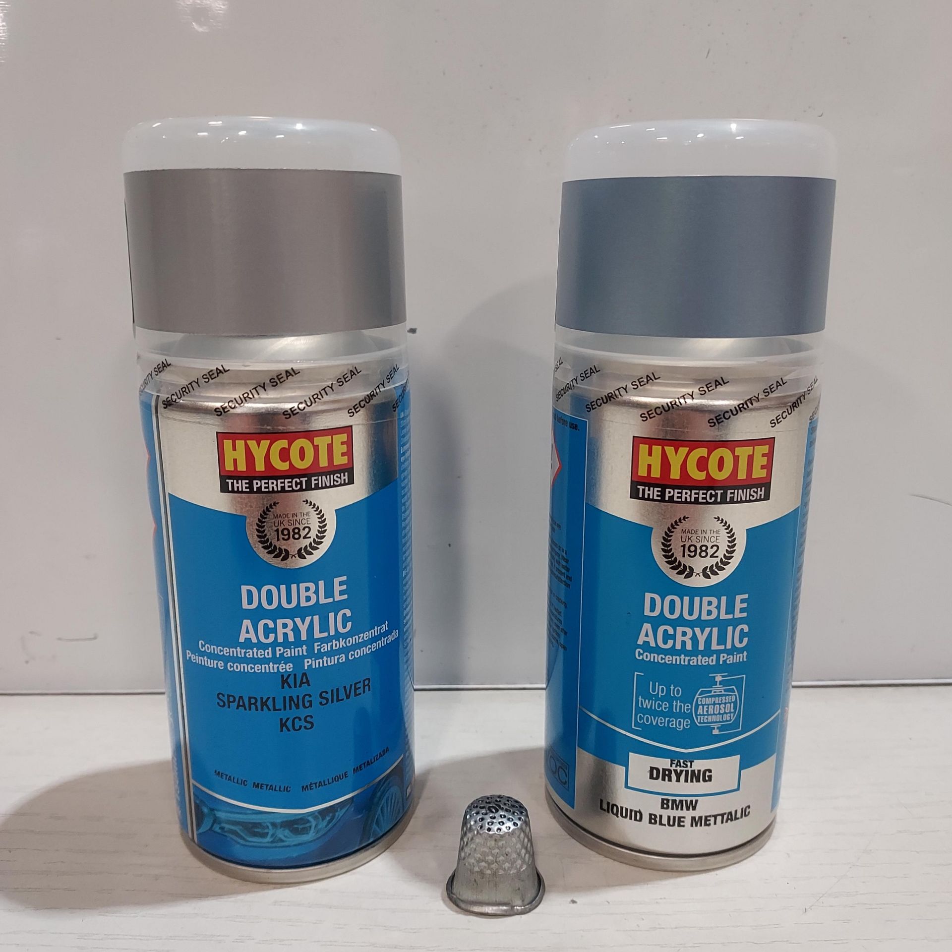 120 X BRAND NEW HYCOTE DOUBLE ACRYLIC CONCENTRATED PAINT IN BMW LIQUID BLUE METALIC - KIA
