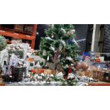 110 + PIECE BRAND NEW MIXED PREMIER CHRISTMAS DECORATIONS LOT CONTAINING 6 FT CHRISTMAS TREE /