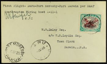 PAPUA 1935 (1st September) Daru - Port Moresby - Daru cover signed by the pilot A. Hempel, tiny