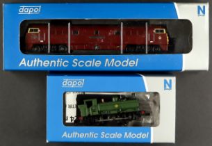 N GAUGE DAPOL ENGINES. Class 52 BR D1056 Western Sultan and Pannier 6741. Boxed and working. (2)