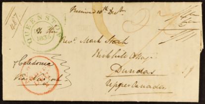 CANADA 1835 (12th Oct) entire letter from Glasgow, Scotland to Dundas, Upper Canada carried by a