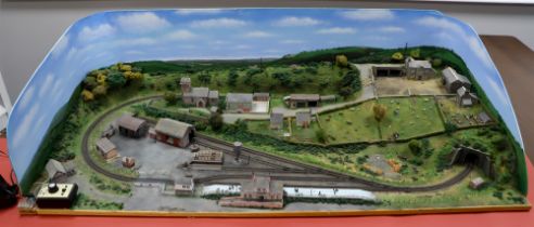 N GAUGE TRACK LAYOUT - HAWTHORN ROAD. Circular track set in countryside and includes tunnel, farm,