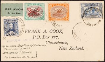 PAPUA 1931 (1st May) Salamaua - Port Moresby air service cover to New Zealand. Very fine, 12