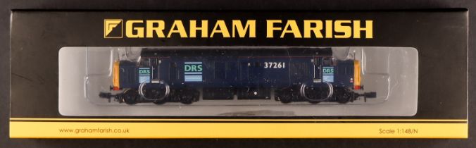 N GAUGE GRAHAM FARISH LOCOMOTIVE 371-471 Class 37/0 37261 DRS. Working, boxed and stated to be