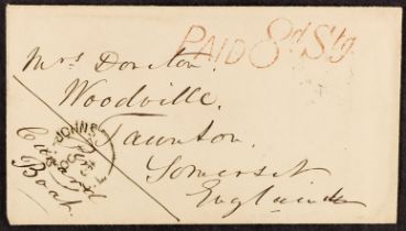 CANADA 1864 (17th October) envelope from St. John’s, Quebec, to Taunton, Devon, with h/s ‘PAID 8d