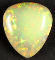 GEMSTONE 28ct ETHIOPIAN OPAL. Pear shape with an opaque white dominance and splashes filling the