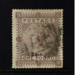 GB.QUEEN VICTORIA 1867-83 £1 brown - lilac, wmk Large Anchor on blued paper, SG 132, used with light