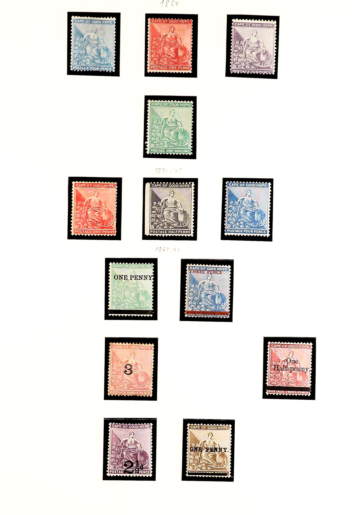 SOUTH AFRICA -COLS & REPS CAPE OF GOOD HOPE MINT / UNUSED COLLECTION of 30 rectangular stamps on 2