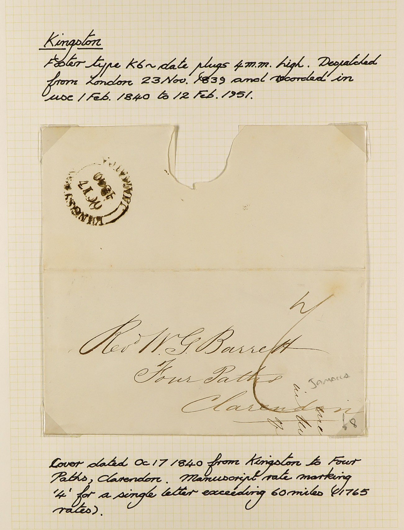 JAMAICA 1834 - 1860 PRE-STAMP COVERS COLLECTION of 36 pre-stamp entire letters and envs expertly - Image 31 of 38