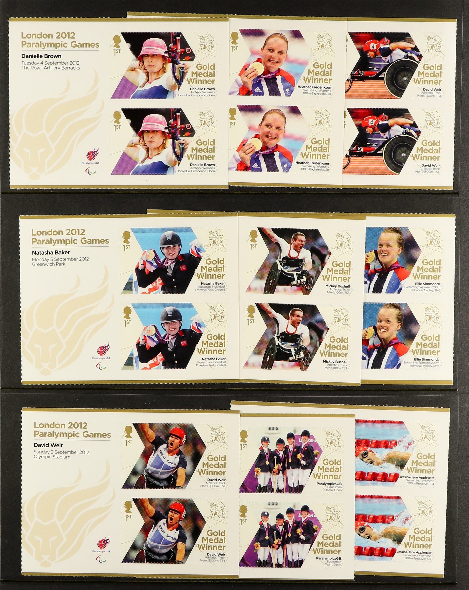 GB.ELIZABETH II 2012 Olympic Gold Medal Winners complete set of sheetlets of 6, SG 3342a/70a, and - Image 12 of 16