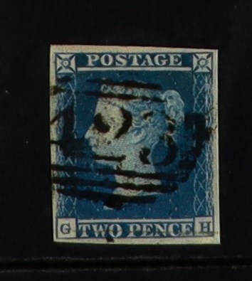 GB.QUEEN VICTORIA 1841 2d violet-blue 'GH' plate 4 on lavender tinted paper, SG 15aa, used with 4