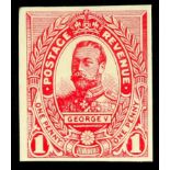 GB.GEORGE V ESSAY type A 1d carmine-pink imperforate on thick wove paper, very fine and scarce.