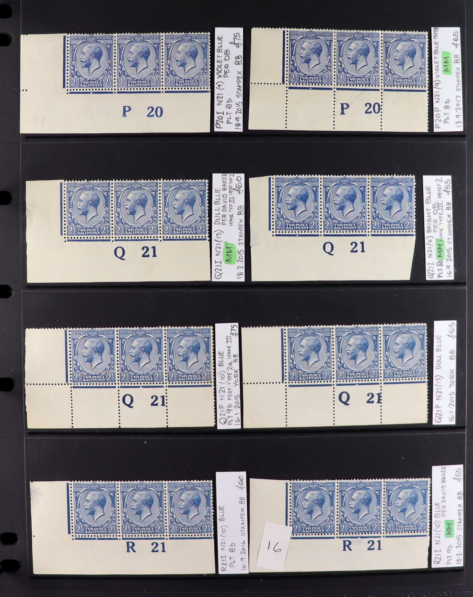 GB.GEORGE V 1912-24 2½d BLUES - SPECIALIZED CONTROL NUMBERS COLLECTION of mint (much never hinged - Image 16 of 20