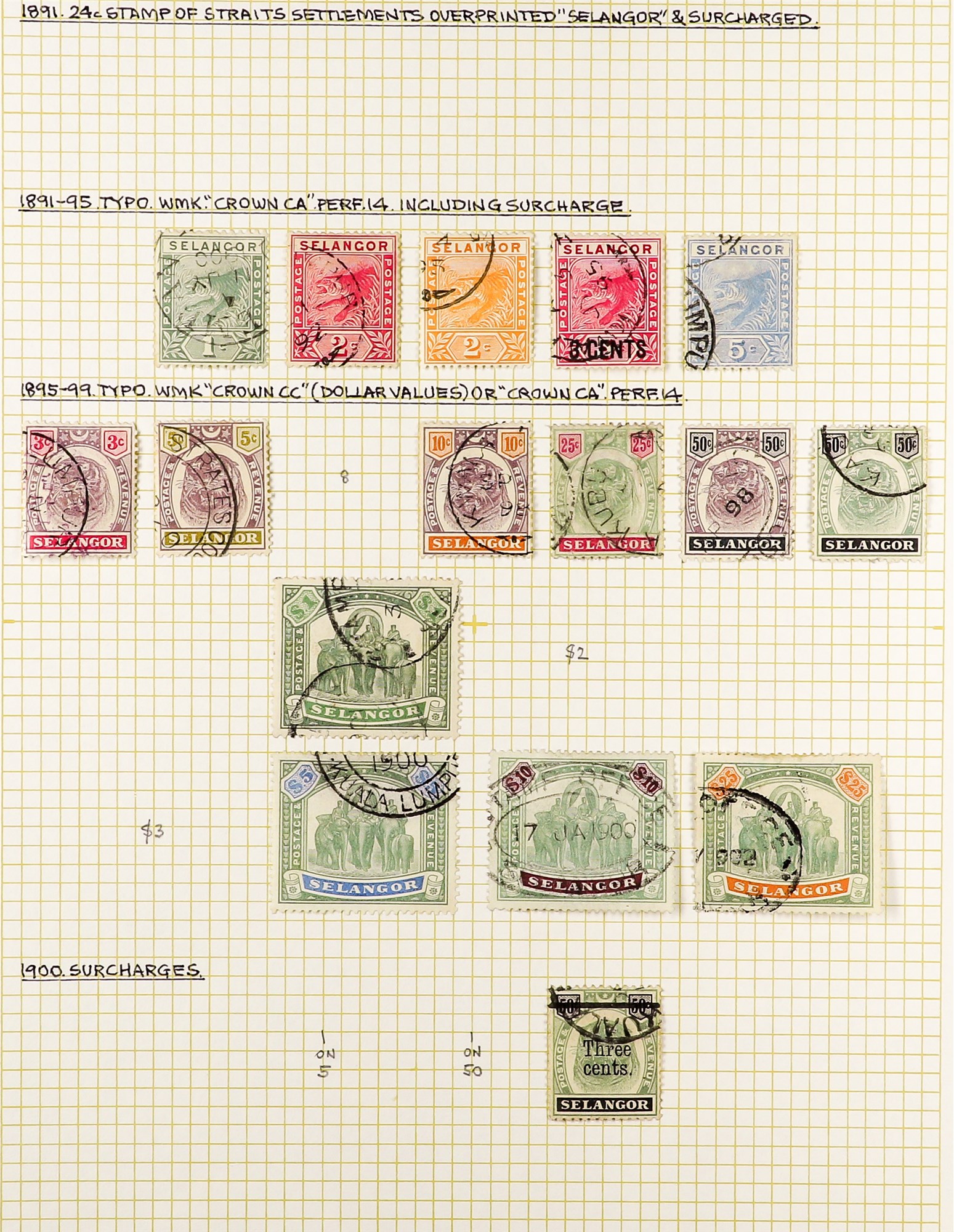 MALAYA STATES SELANGOR COLLECTION of over 100 very fine used stamps (1895-99 $1, $5, $10 & $25 - Image 2 of 6