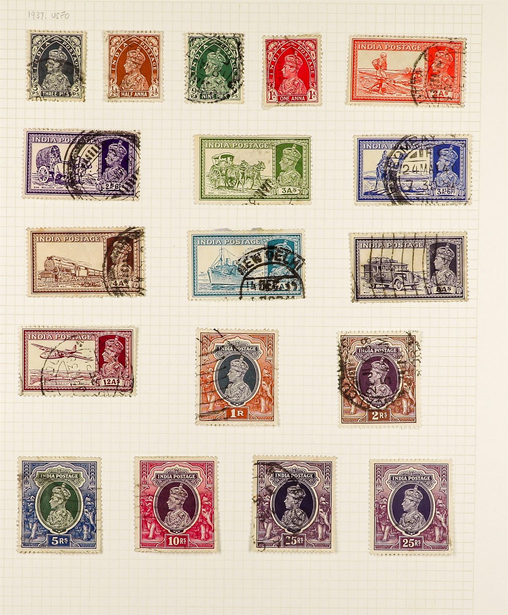 INDIA 1854 - 1952 USED COLLECTION of 400+ stamps on pages, note 1854-55 ½a (2), 1a (5), 2a (3) & 4a, - Image 14 of 27