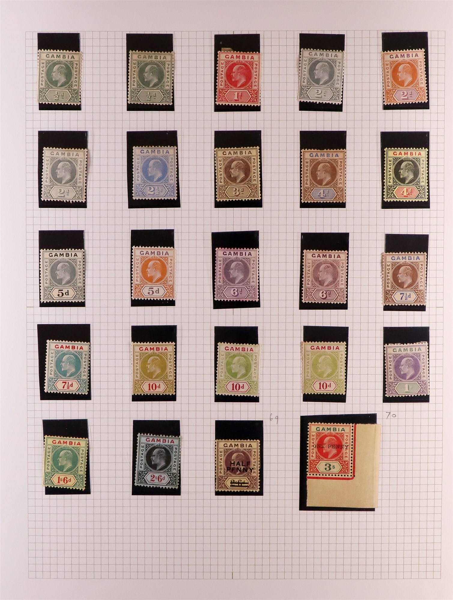 GAMBIA 1880 - 1935 COLLECTION incl. various Cameo issues mint, 1s violet used strip 3, 1902-05 set - Image 7 of 15