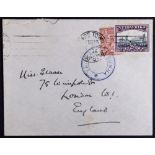 TRISTAN DA CUNHA 1934 env to England bearing GB 1½d stamp tied Tristan type V cachet in violet, a