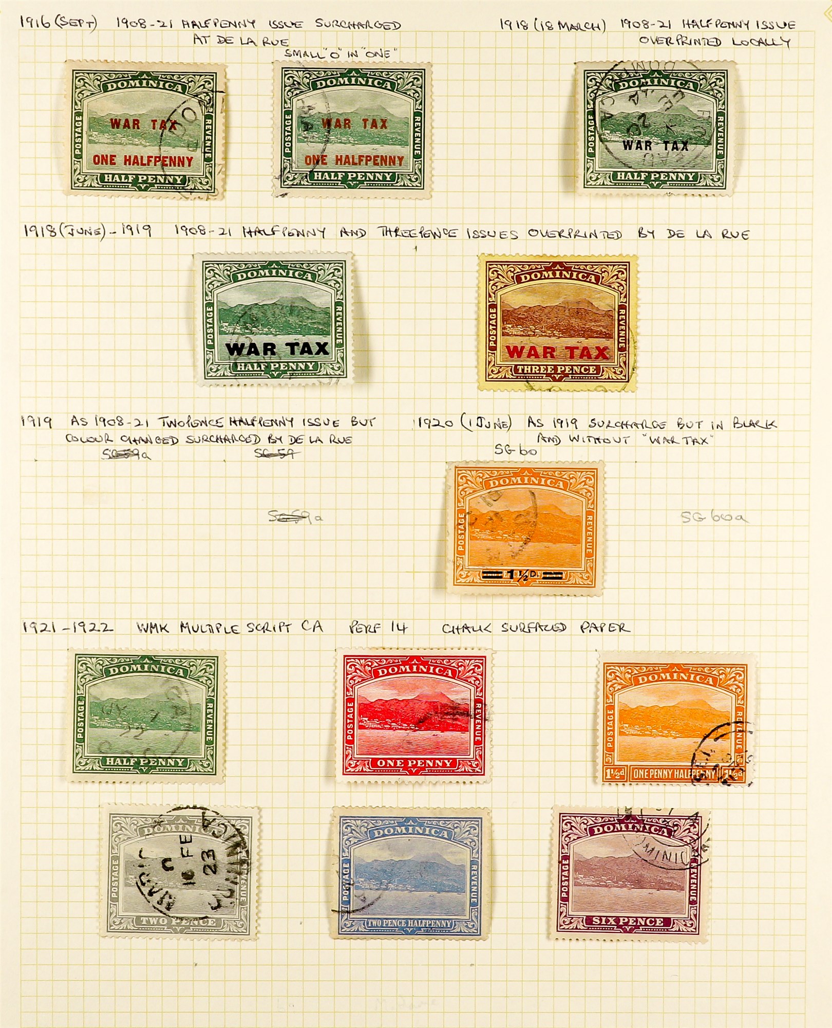 DOMINICA 1903 - 1935 COLLECTION of around 75 stamps on pages, note 1903-07 set to 2s6d, plus - Image 3 of 4