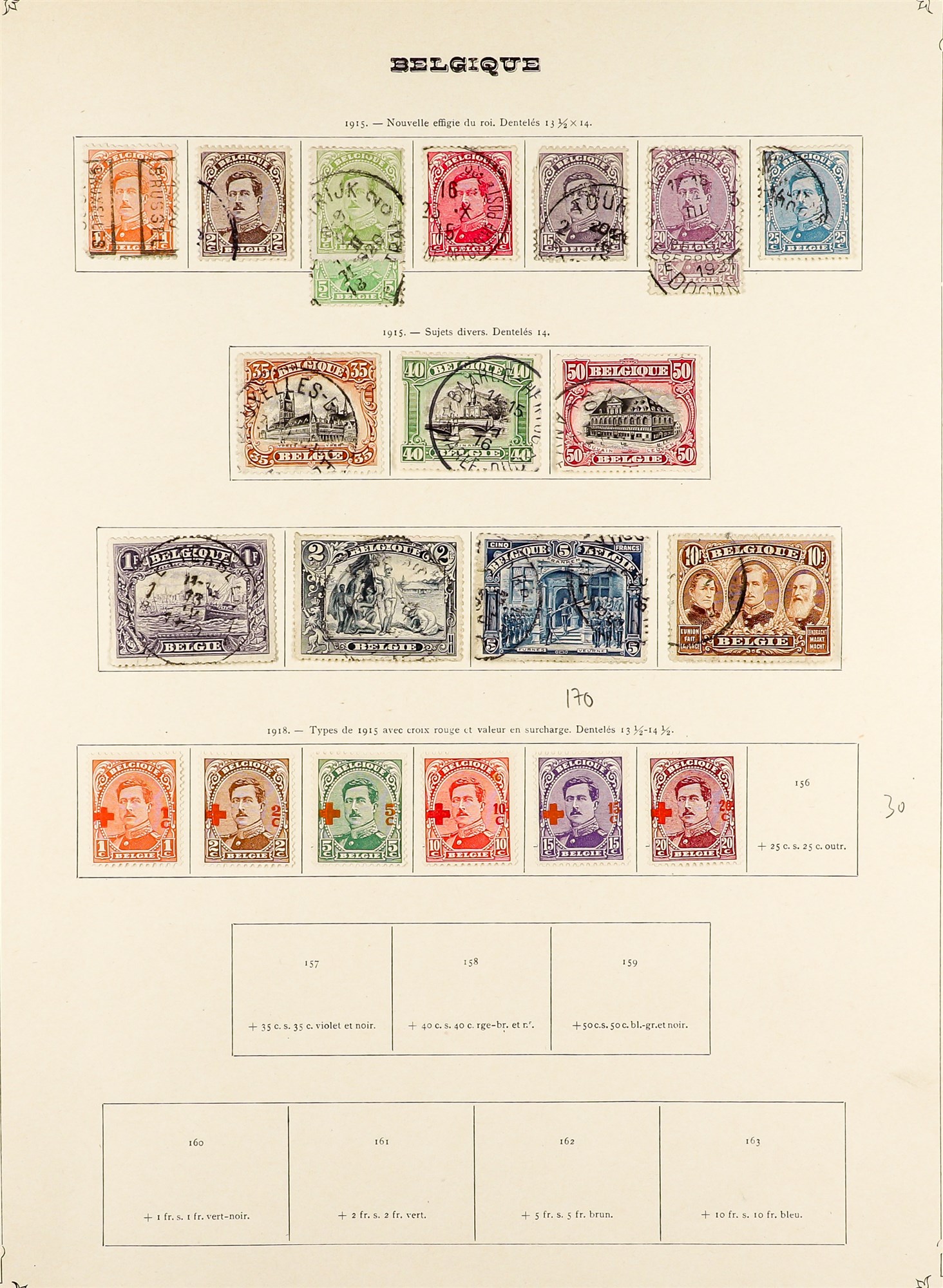 BELGIUM 1849 - 1942 COLLECTION of around 700 chiefly used stamps on album pages, comprehensive - Image 7 of 40